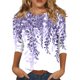 thumbnail image 1 of Camisas de manga 3/4 para mujer SCZ Camisetas gráficas estampado lindo Blusas Casual Tallas grandes Jersey morado claro 5XL, 1 of 5