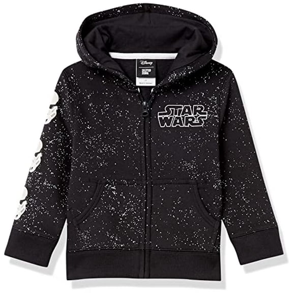Disney | Marvel Boys' Fleece Zip-Up Hoodie Sweatshirts, Black, Star Wars/Space, XX-Large