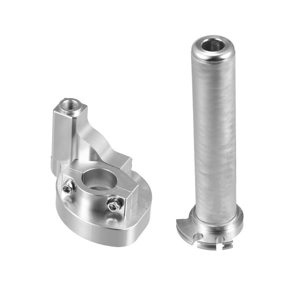 Silver Tone Handle Bar Throttle Grip for 22mm Handlebar Aluminum Alloy with Throttle Cable for Dirt Bike Motorcycle