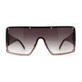 thumbnail image 2 of Luxury Large Shield Rectangle Exposed Lens Rimless Sunglasses Gold Tortoise Smoke, 2 of 4
