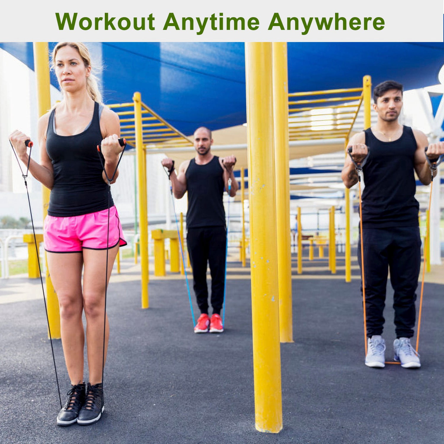 Resistant Band Plastic Resistance Bands Set - 7.87 in Assembled Length with Door Anchor Handles Ankle Straps for Fitness Work