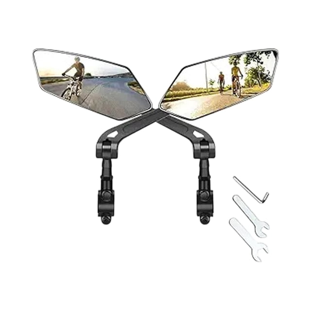 Bicycle Rearview Mirror, 360-Degree Adjustable Rotating Handlebar Safety Mirror, Cycling Accessory for Road Mountain Commuter E-Bike Scooter