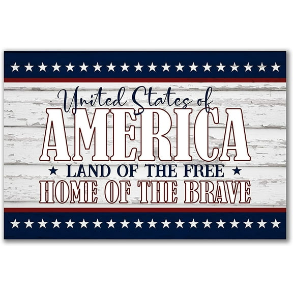 United States of America Horizontal Rustic Wood Sign 12x18