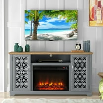 FESTIVO Farmhouse TV Stand with Electric Fireplace for up to 65" TVs -Grey