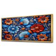 thumbnail image 2 of Designart "Mosaic of Floral Bohemian Blue and Orange Tiles II" Oversized Geometric Framed Wall Art - Bohemian Blue Boho Mosaic Entryway Framed Wall Art, 2 of 6