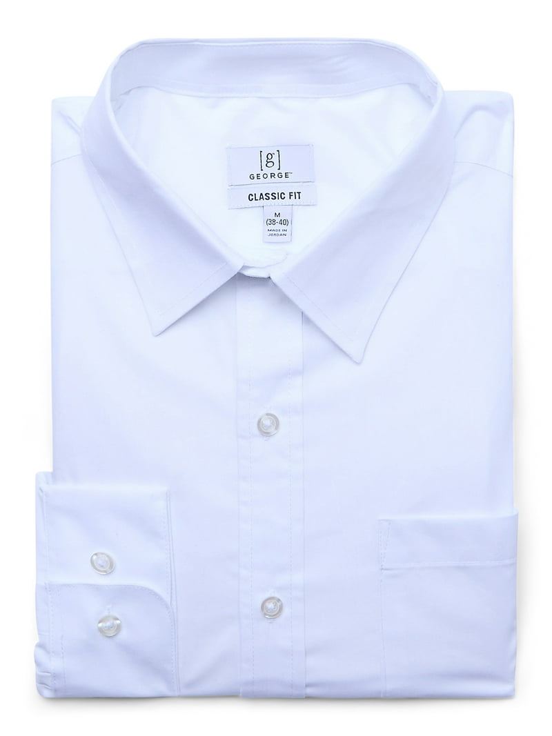 George Men's & Big Men's Classic Fit Dress Shirt with Long Sleeves, Sizes S-3xl, Size: Large, White George Men's & Big Men's Classic Fit Dress Shirt with Long Sleeves, Sizes S-3xl, Size: Large, White