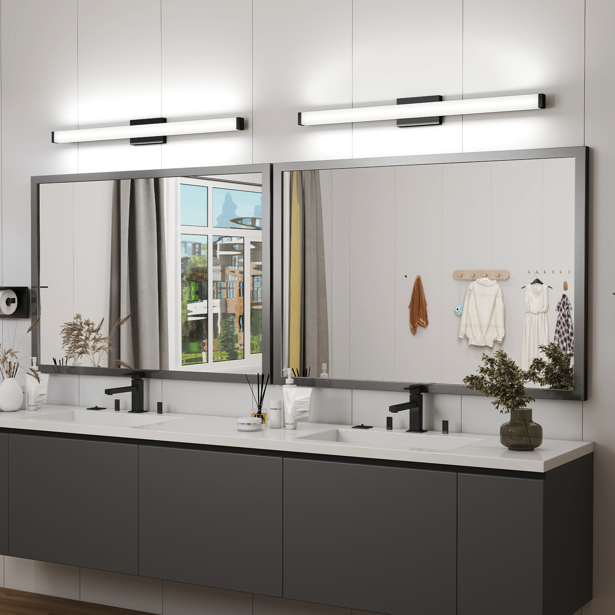 Leumius 41" Bathroom Vanity Light, Over Mirror Bathroom Vanity Light for Mirror Shower Bathroom Hallway Porch Black