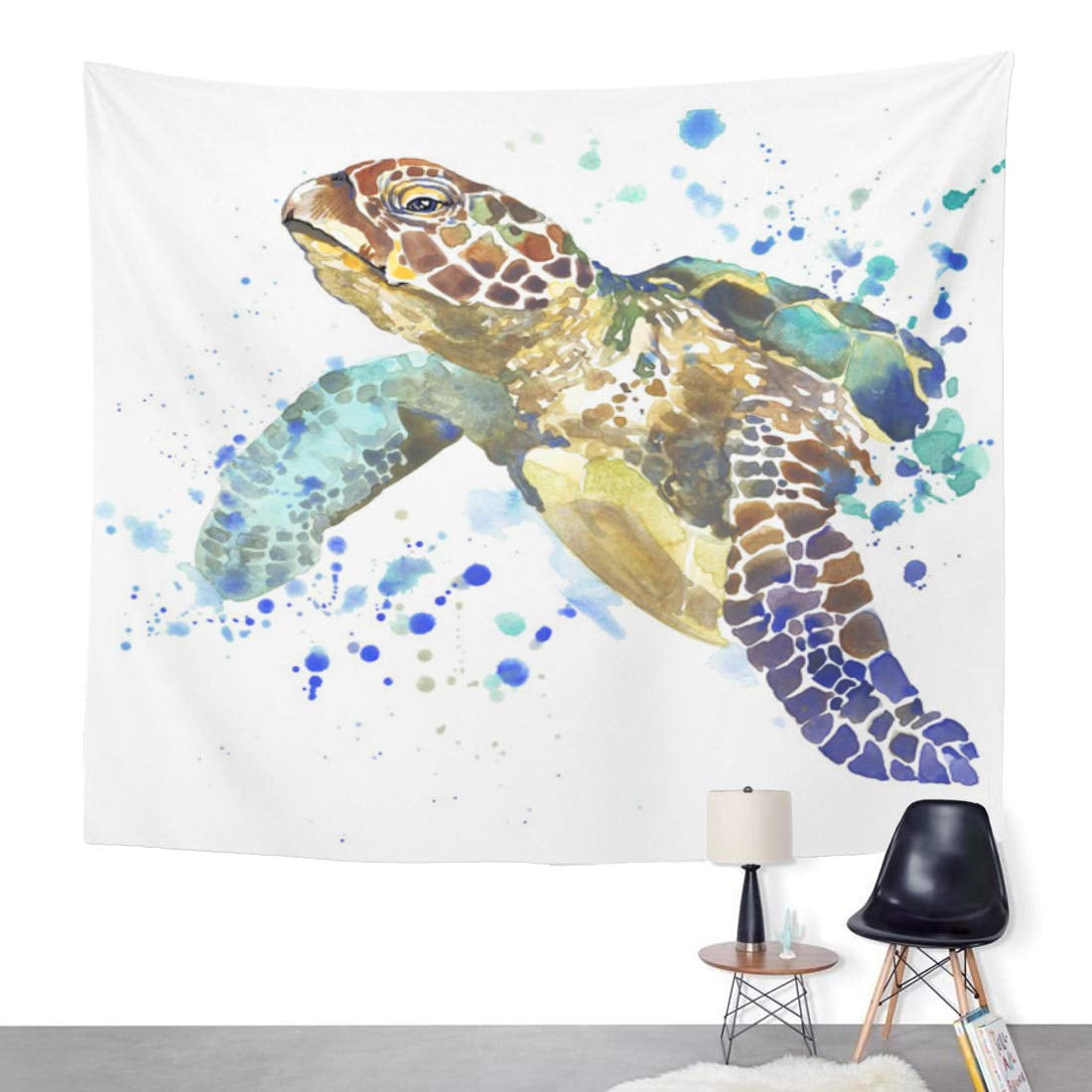 Sea Turtles Inspirational Words Tapestry Wall Hanging Living Room Bedroom Dorm 