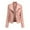 Pink, variant on Women Lapel Motor Jacket Zip Up Cropped Outerwear Coat