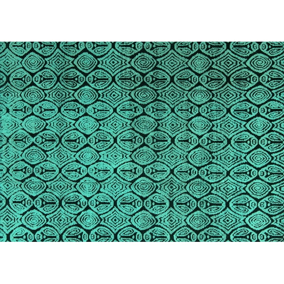 Ahgly Company Indoor Rectangle Abstract Turquoise Blue Modern Area Rugs, 2' x 4'