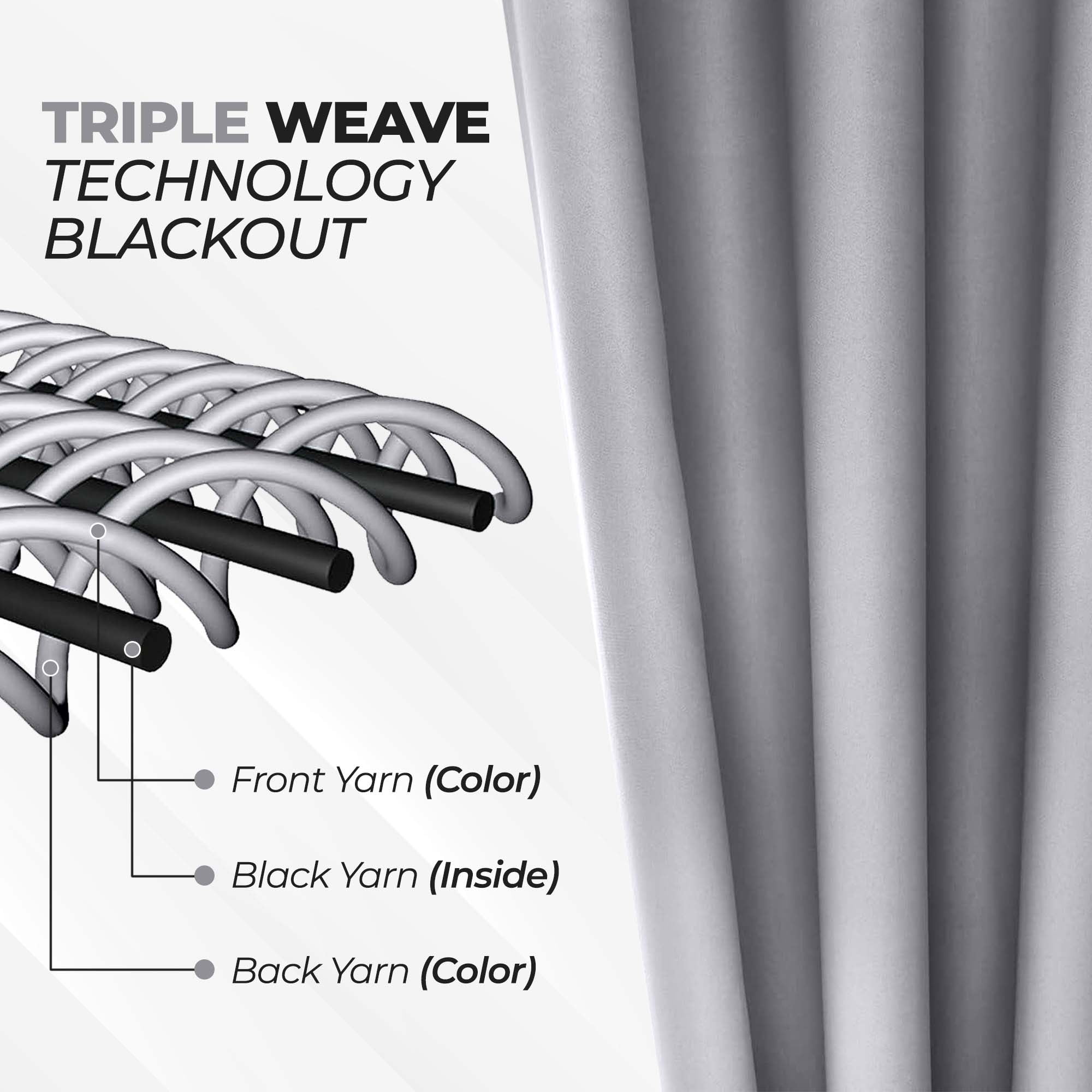 Superior Blackout Solid Light Filtering Back Tab Curtain Panel Set, 52" x 63", Silver