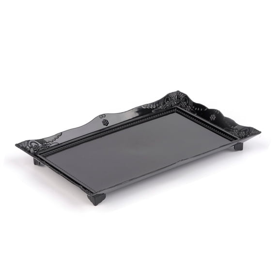 Grupo Mirandinha - Rococó Black Rectangular Decorative Tray – Durable Acrylic