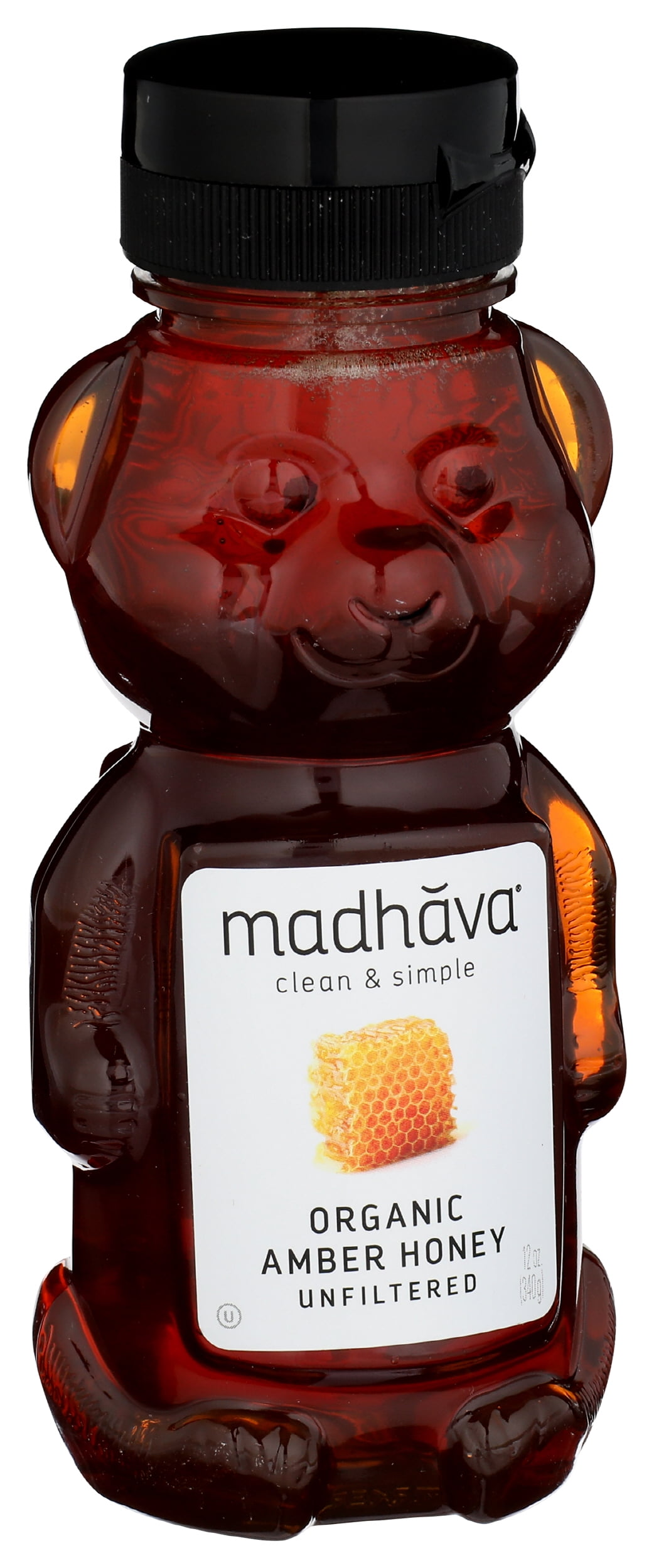 Pack of 6, Madhava Organic Unfiltered Amber Honey, 12 oz