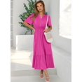 thumbnail image 3 of Vestido largo ANRABESS 2025, verano, manga corta, cuello en V, rojo, 3 of 6