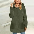 thumbnail image 2 of Ltctricy Women's Fuzzy Fleece Sweatshirts Casual Long Sleeve Plush Warm Oversized Hoodies Cozy Pullover Sweaters with Pockets(Army Green,Small), 2 of 6