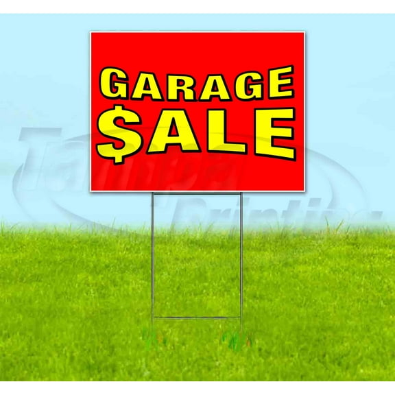 Garage Sale (18" x 24") Yard Sign, Includes Metal Step Stake