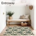 thumbnail image 3 of ODIKA 3'x5' Machine Washable Non-Slip Area Rug, Vintage Botanical Damask with Scrolling Vine Design High Traffic Rug, Beige, 470565, 3 of 7