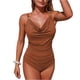 thumbnail image 2 of Traje de baño de una pieza para mujer, color liso, cuello con tirantes en la espalda, cómodo, bikini, moda playera, bañador para mujer, trajes de baño de una pieza para mujer, trajes de baño para muje, 2 of 7