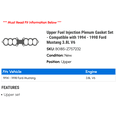 thumbnail image 2 of Upper Fuel Injection Plenum Gasket Set - Compatible with 1994 - 1998 Ford Mustang 3.8L V6 1995 1996 1997, 2 of 2