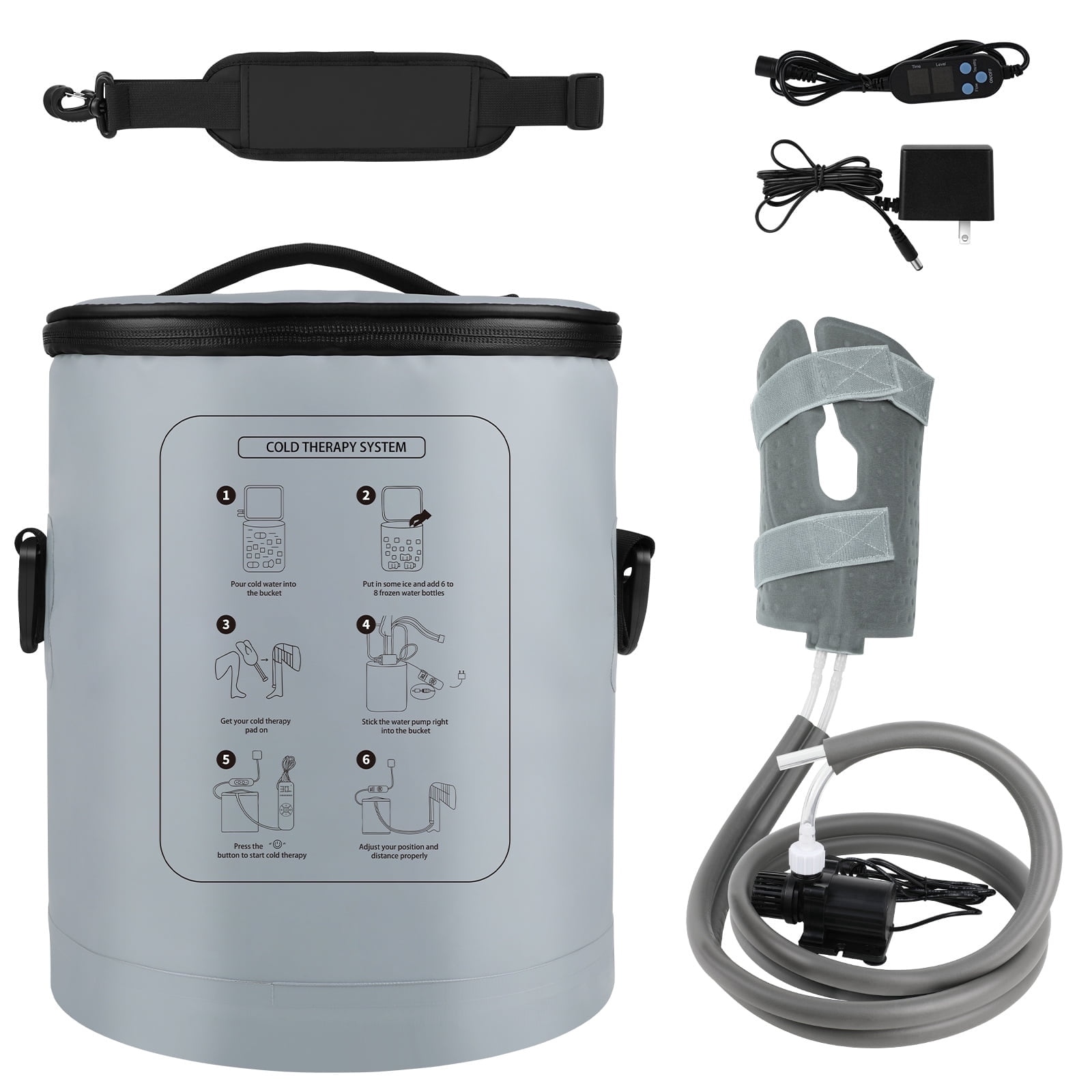 Cold Therapy Machine with Programmable Timer, Ice Machine for Knee After Surgery, Knee Replacement Recovery System, Cryotherapy Pain Relief, with Compression Pad for Shoulder, Hip, Ankle and Foot
