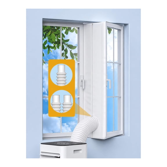 HIBIBUD Portable AC Window Seal Kit 400CM/157 for Casement,Crank-Out & Skylight Windows,No-Drill Window Vent Kit with Adjustable Zipper,Fits Single & Dual Hose Portable Air Conditioners