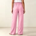 thumbnail image 6 of IUYRTFE Women Solid Color Elastic Waist Straight Leg Pants with Pockets for Casual Daily Wear, 6 of 6