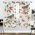thumbnail image 3 of Cute Birds Blackout Curtains Set Watercolor Birds Branch Botanical Lovely Birds Rod Pocket Window Curtain for Bedroom or Living Room W42 x L45 Inch, 3 of 5