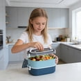 thumbnail image 2 of Lunch Box Container With Handle And Built In Cutlery Compartment Microwave Safe Food Storage 21.5 cm x 12 cm x 12 cm, 2 of 6
