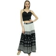 thumbnail image 4 of Bimba Women's Black Block Printed Cotton Elastic Waist Designer Maxi Skirt-S, 4 of 4