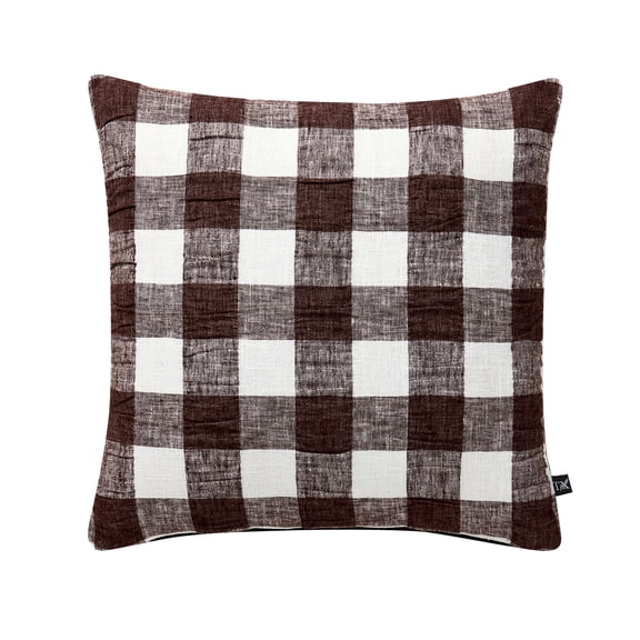 My Texas House 18" x 18" Brown Textured Plaid Decorative Pillow Cover