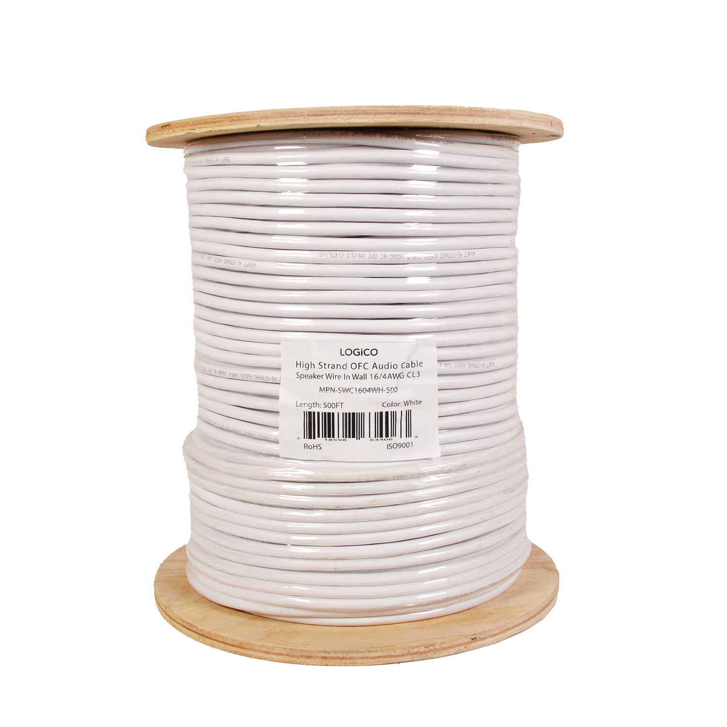 In Wall Audio Speaker Cable Wire 16/4 Gauge/AWG OFC Pure Copper 500ft White