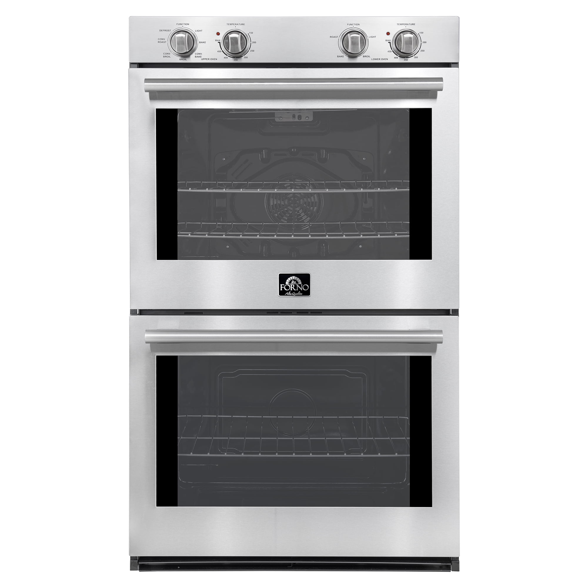 Forno Vomero 30-Inch Double Wall Oven, Stainless Steel, 10 cu.ft Total Capacity, 7100W Convection, Mechanical Controls, Self-Cleaning Function
