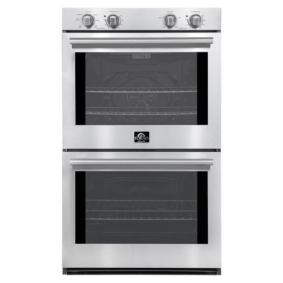 Forno Vomero 30-Inch Double Wall Oven, Stainless Steel, 10 cu.ft Total Capacity, 7100W Convection, Mechanical Controls, Self-Cleaning Function