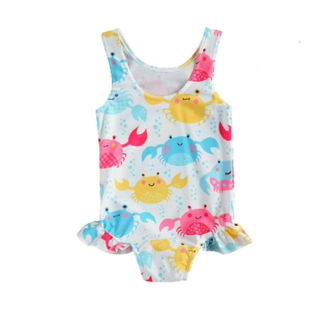 Baby Girls One Piece Swimsuit Ruffle Sleeveless Backless Bikini Swimwear Bathing Suit 0-3Y MHX