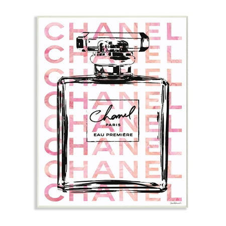 - The Stupell Home Decor Collection Glam Perfume Bottle With Words Pink Black Oversized Wall Plaque Art