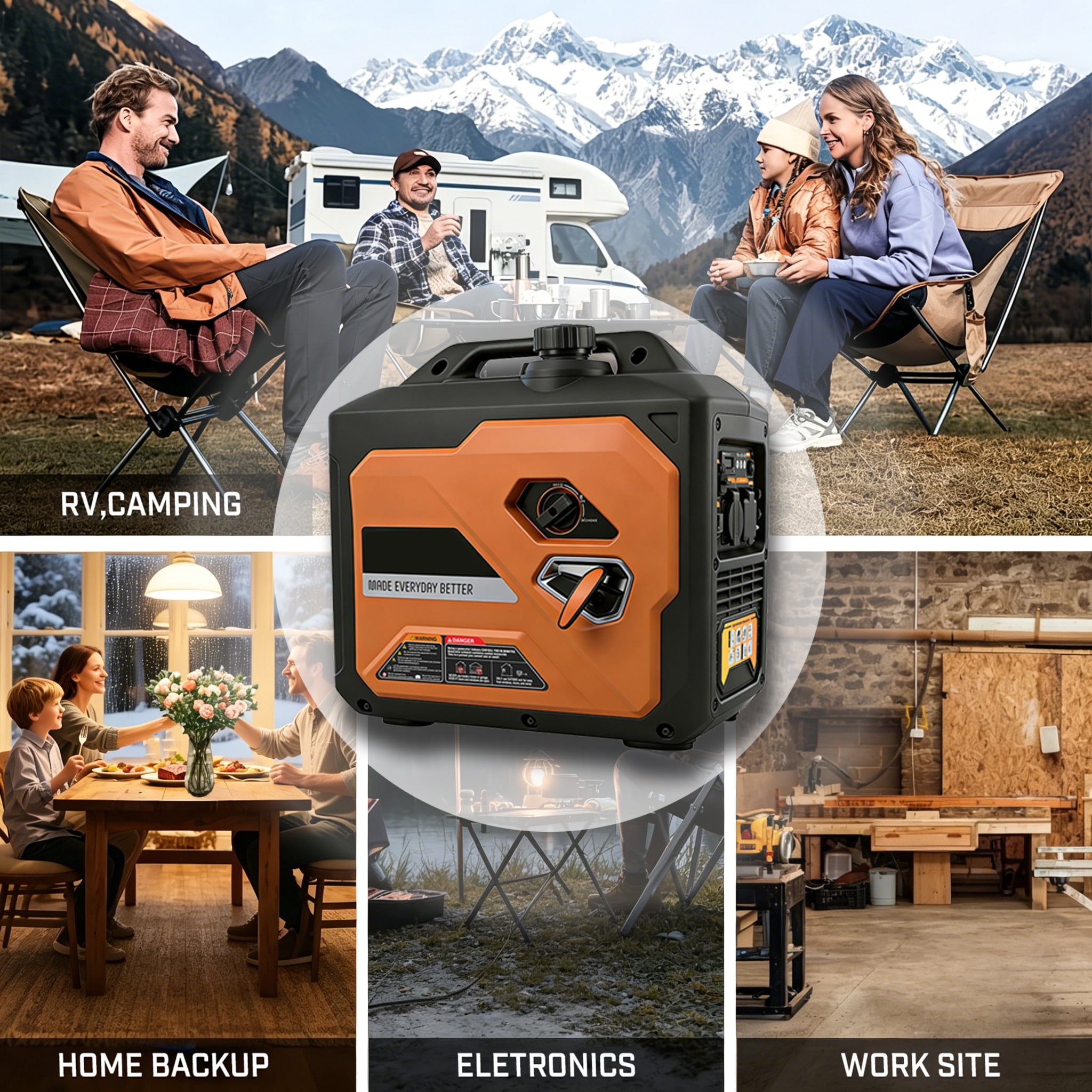 EchoNexus 2500W Lighweight Portable Power Station,Quiet Portable Inverter Generators for Home Use,Outdoor Camping,Emergencies,Rv And Home Essentials