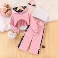 thumbnail image 2 of Gerichy Girls 3 Piece Outfits Solid Color Hoodie Sweatshirt and Cute Wide Leg Pants Vest Clothing Set 3T-8T, 2 of 7