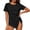 Black, variant on Women's Crew Neck Short Sleeve T-ShirtsFashion Ladies Solid Color Twist Side Slit Irregular Hem Tops