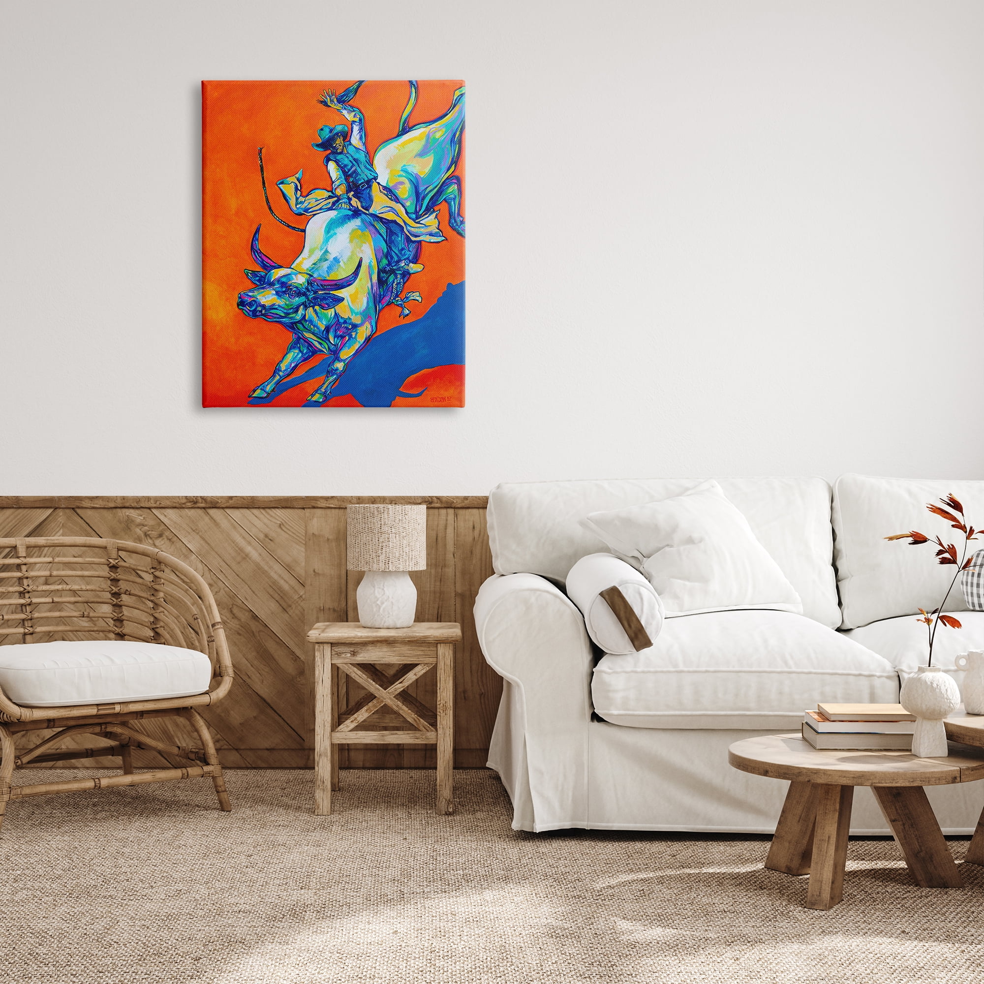 Stupell Industries Modern Rodeo Painting Animals & Insects Painting Gallery Wrapped Canvas Print Wall Art, 30 x 40