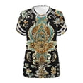 thumbnail image 6 of Mceream Plus Size T Shirts for Women Short Sleeve V Neck Raglan Tunic Tops Casual Floral Print Summer Tshirts Oversized Loose Fit Tees Spring Fashion Clothes Vacation Outfits Blouses Army Green S, 6 of 6