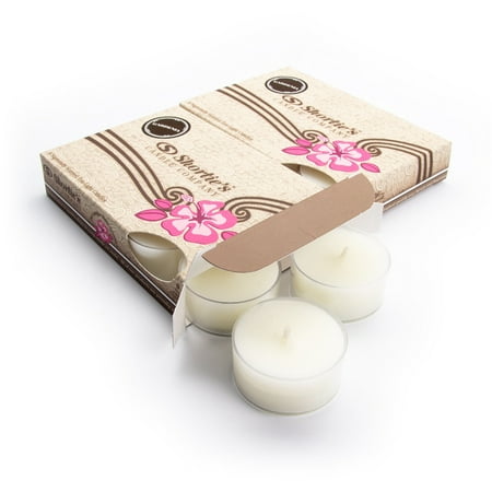 Pure Gardenia Tealight Candles Multi Pack (12 White Highly Scented Tea Lights) - Made With Essential & Natural Oils - Clear Cup for Beautiful Candlelight - Flower & Floral