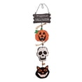 thumbnail image 2 of Beautynvta Happy Wooden Door Hanging Sign, Pumpkin Skull Black Cat Tiered Wall Plaque, Hanging Ornament for Front Door Porch Indoor Fall Party Decor, 2 of 5