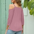 thumbnail image 4 of Going Out Tops for Women Fashion Sexy Long Sleeve Cold Shoulder Blouse Casual Slimming 3/4 Sleeve Pullover Ladies Classic Elegant Solid Simple Versatile T-Shirts, 4 of 7