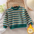 thumbnail image 2 of Lenpel Fall Clothes for Boys Toddlers Long Sleeve Crew Neck Fleece Lined Striped Sweatshirts Cotton Pullover Tops, 2 of 3