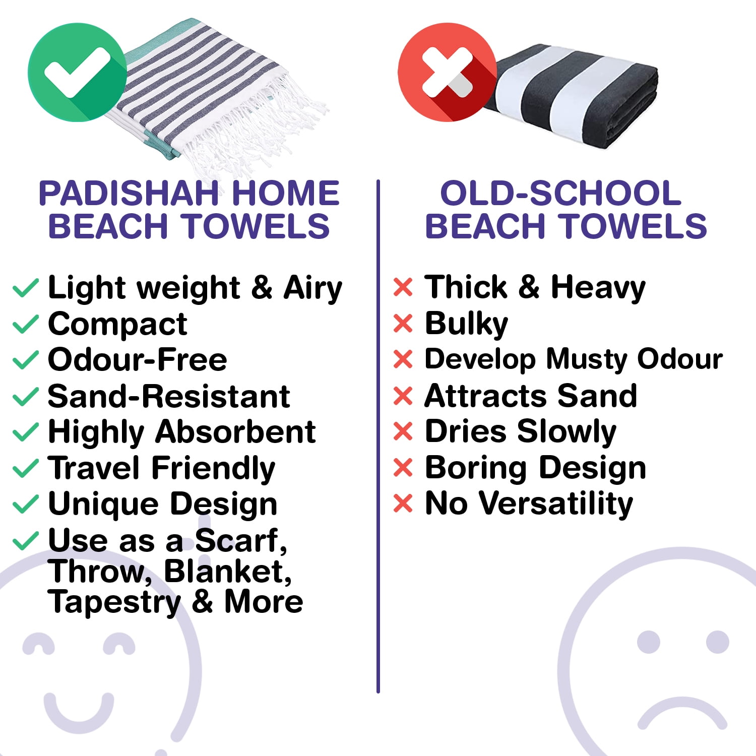 PADISHAHHOME Turkish Beach Towels, Bulk Case of 36 | Oversized, Quick Dry, Sand Free | 100% Cotton, Large 38x71" Towels for Beach, Pool, Travel | Ultra-Soft, Compact, Absorbent | Green / Navy