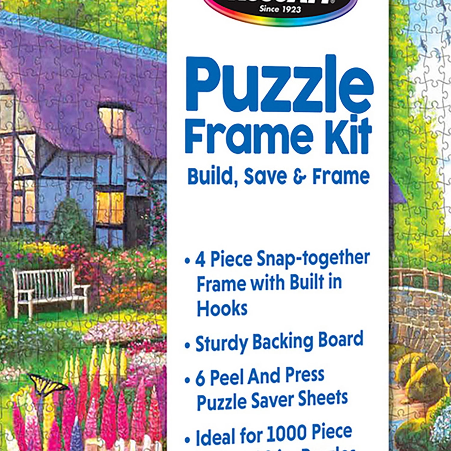 RoseArt: Puzzle Frame Kit - Ideal For 1000pc 27x20" Jigsaws, 4pc Snap-Together Black Frame, 6 Puzzle Saver Sheets, Build-Save-Frame, Display-Preserve