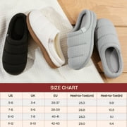 EverFoams Women's Cozy Waffle Slippers Soft Quilted Memory Foam Indoor House Shoes with Non-Slip Rubber Sole Bright Gray,5-6 US