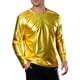thumbnail image 4 of INSPIRE CHIC Camisetas de Hombre Cuello Redondo de Manga Larga Brillante Talla S Amarillo, 4 of 6