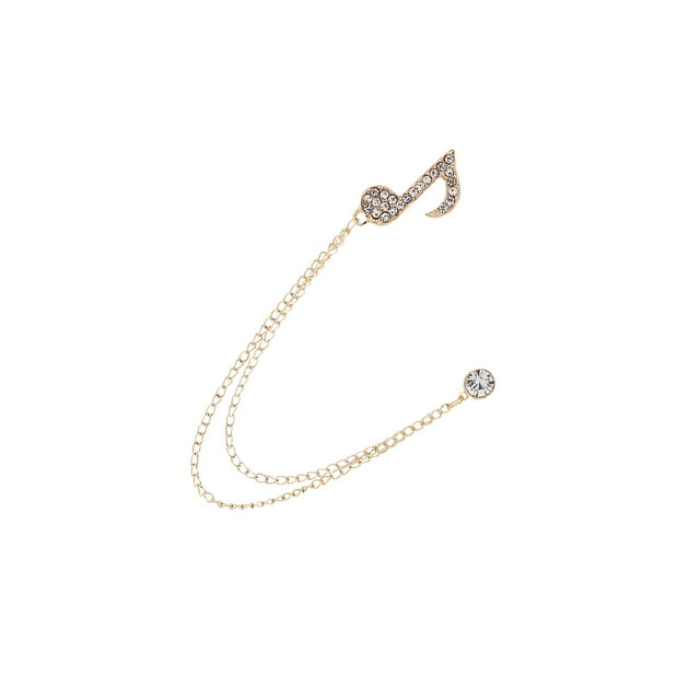 Guardoinrt Muc Note Brooch Badge Decor Rhinestone Brooch a suit brooch for Sweater Shirt Gift Gold