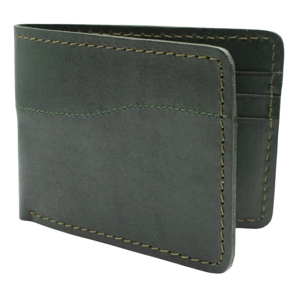 Cartera Hombre Piel Genuina Pull Up Bifold verde